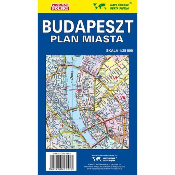 Budapeszt. Plan miasta Skala: 1:28 000