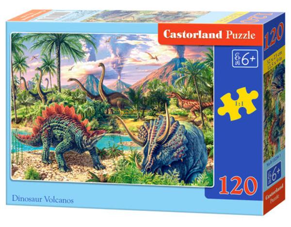 Puzzle Dinozaury i wulkan 120 elementów