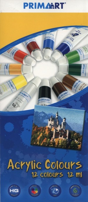 Farby akrylowe w tubie 12 kolorów 12 ml