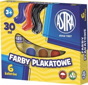 Farby plakatowe w tubie 6 kolorów 30 ml