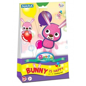 Kartka ozdobna z modeliną Beady card Bunny is happy