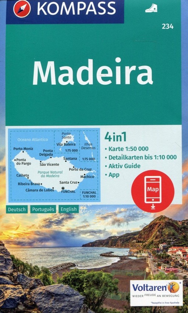 Madeira Mapa samochodowa + Przewodnik 1:50.000 Kompass
