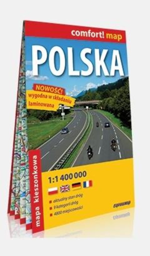 Polska Mapa samochodowa kieszonkowa Skala 1:1 400 000