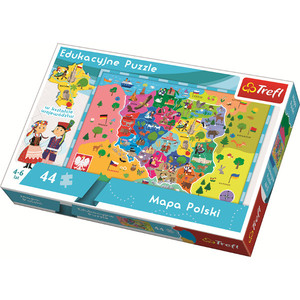 Puzzle Mapa Polski dla dzieci 44 elementy