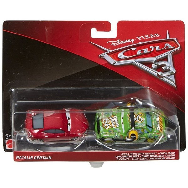Cars 3 Dwupak Chick Hicks with Headset & Natalie Certain Die-Cast Vehicle DXV99/DXW07
