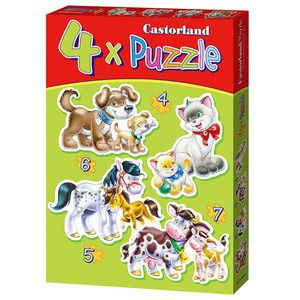 Puzzle Zwierzęta z dziećmi 4, 5, 6, 7 elementów