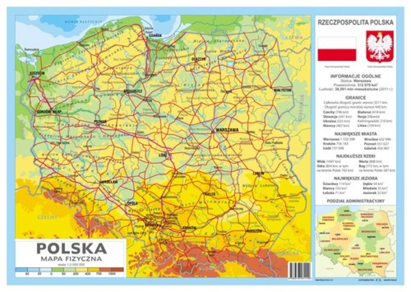 Podkładka na biurko Polska mapa fizyczna