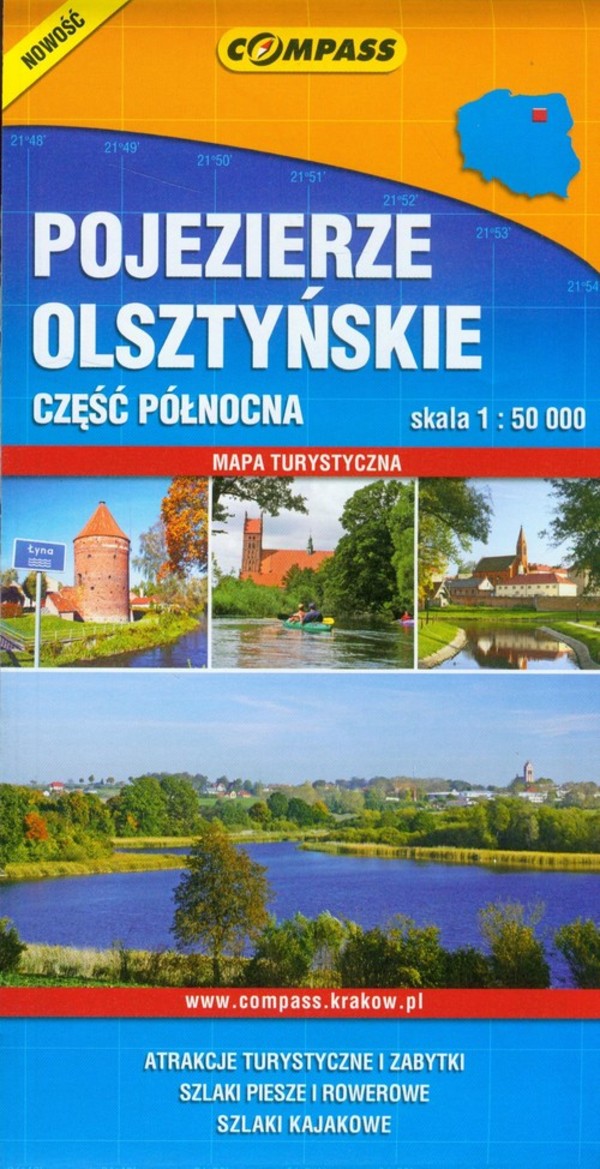 Pojezierze olsztyńskie część północna Mapa turystyczna Skala 1:50000