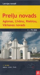 Preilu novads, Aglonas, Livanu, Riebinu, Varkavas novads. Mapa samochodowa Skala: 1:75 000