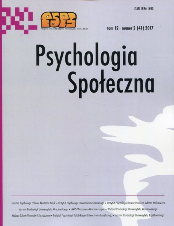 Psychologia Społeczna tom 12 nr 2 (41) 2017