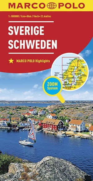 Schweden road and city map (Marco Polo) / Szwecja mapa samochodowa + plany miast Skala 1: 800 000