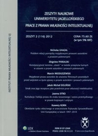 Zeszyty naukowe Uniwersytetu Jagiellońskiego prace z prawa własności intelektualnej zeszyt 2 (116) 2012