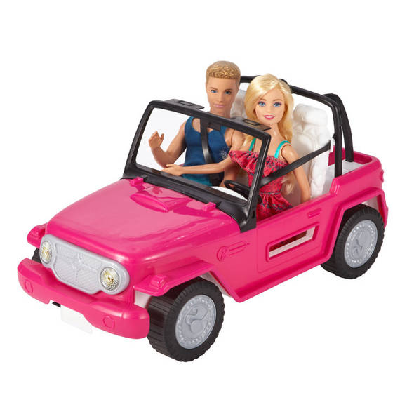 Barbie Plażowy Jeep Cruiser z lalkami Barbie i Ken CJD12