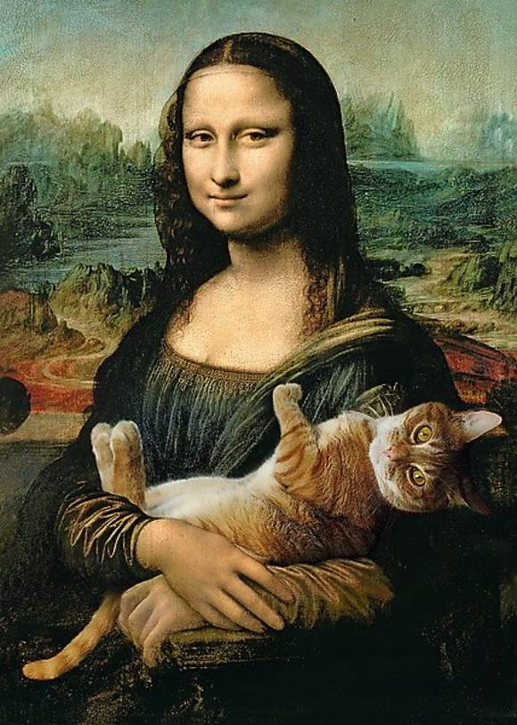 Puzzle Mona Lisa i kot Mruczek 500 elementów
