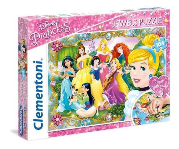Puzzle Księżniczki Disneya, puzzle z ozdobami 104 elementy