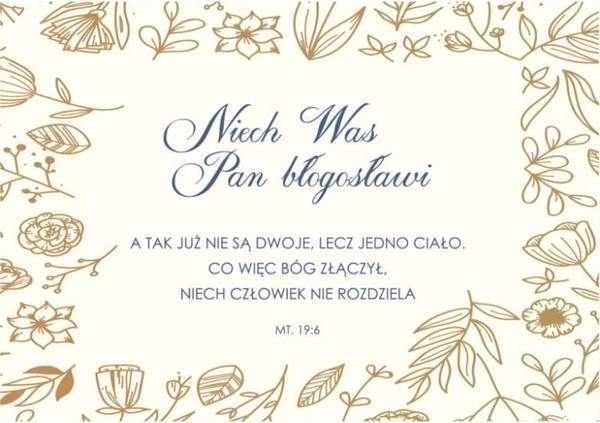 Kartka Składana Ślub - Niech Was Pan błogosławi