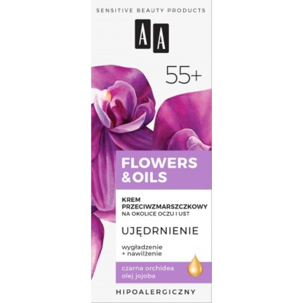 Flowers & Oils 55+ Ujędrnienie krem przeciwzmarszczkowy na okolice oczu i ust