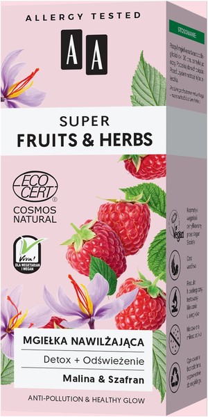 Super Fruits & Herbs Mgiełka nawilżająca do twarzy Malina i Szafran