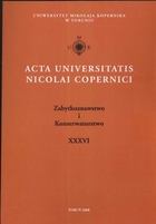 Acta Universitatis Nicolai Copernici Zabytkoznawstwo i Konserwatorstwo XXXVI