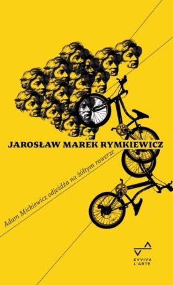 Adam Mickiewicz ojdeżdża na zółtym rowerze