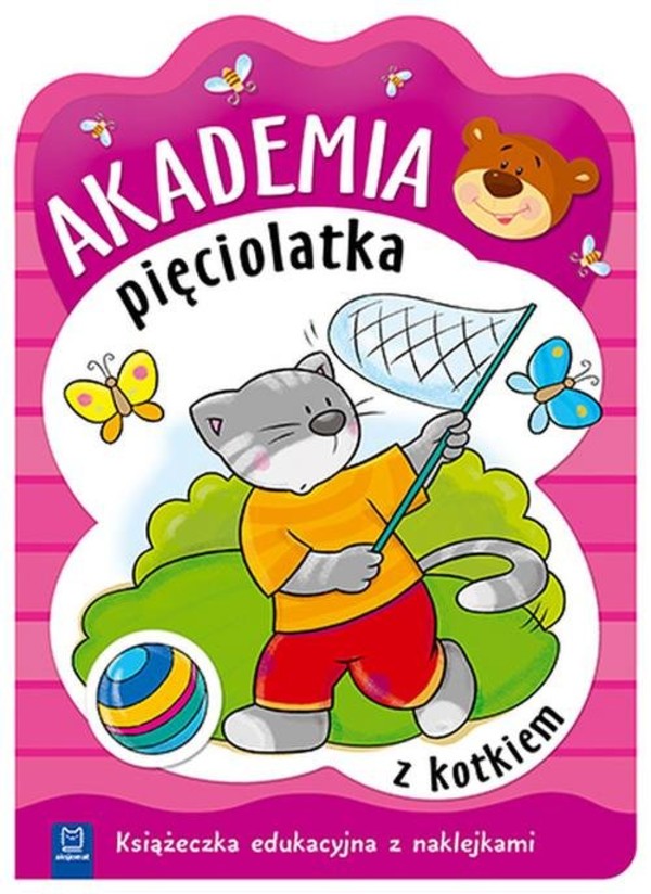 Akademia pięciolatka z kotkiem. Książeczka edukacyjna z naklejkami