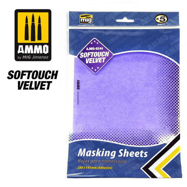 Softouch Velvet Masking Sheets - Adhesive (280 x 195 mm)