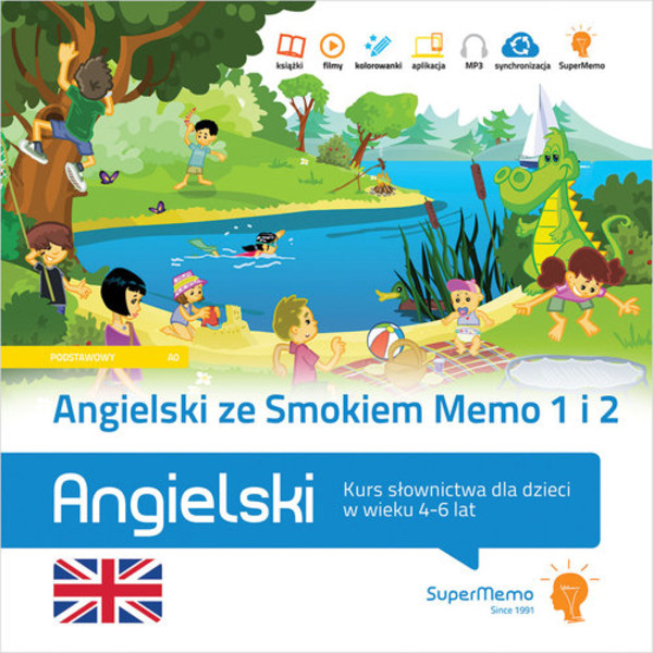 Angielski ze Smokiem Memo 1 i 2 Kurs słownictwa dla dzieci w wieku 4-6 lat