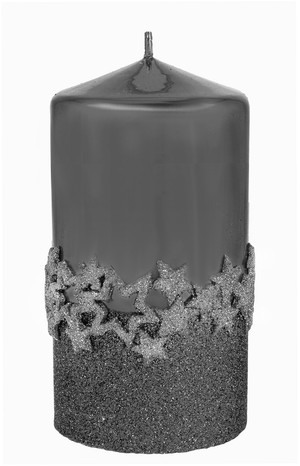 Ice Star Świeca ozdobna grafitowa- walec średni 7cmx14cm