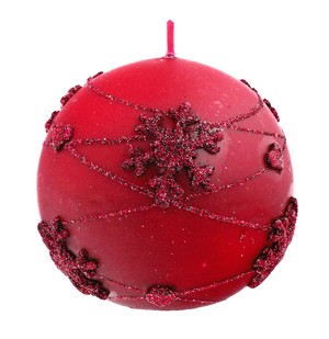 Snowflakes Świeca ozdobna czerwona- kula mała 8cm