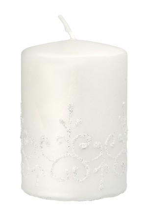 Boże Narodzenie Tiffany Świeca ozdobna - walec mały biały