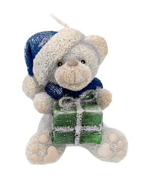 Boże Narodzenie Teddy Świeca ozdobna - figurka szara