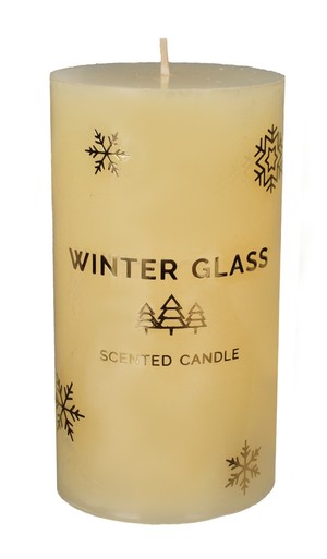 Winter Glass Świeca zapachowa kremowa- walec średni 7cmx13cm