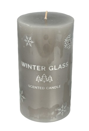 Winter Glass Świeca zapachowa szara- walec średni 7cmx13cm
