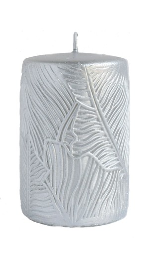 Tivano Świeca ozdobna - walec mały srebrny 7 cm