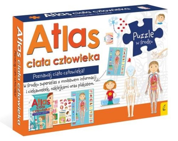 Atlas ciała człowieka Atlas w zestawie z mapą i puzzlami