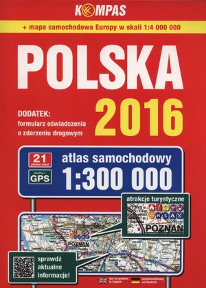 Atlas samochodowy Polska 2016 Skala: 1:300 000