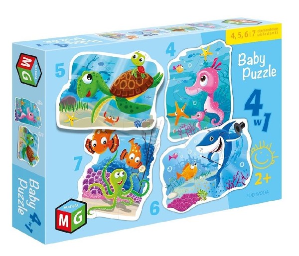 Baby Puzzle 4w1 Pod wodą 4, 5, 6 i 7 elementów