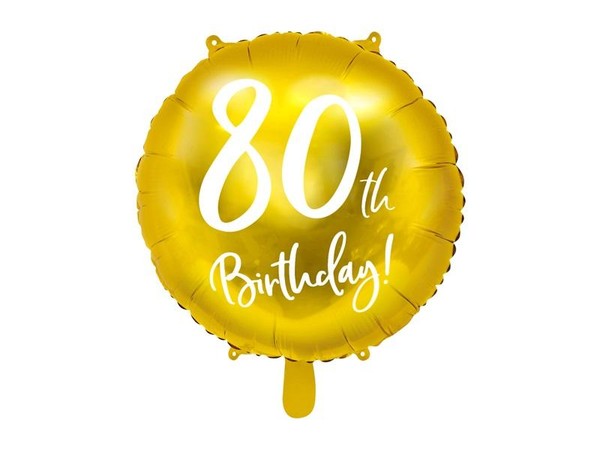 Balon foliowy 80th Birthday złoty 45cm