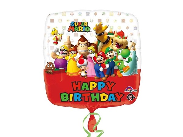 Balon foliowy Mario Urodziny standard 43cm