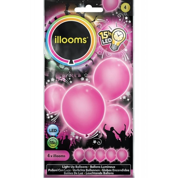Balony LED Różowe 4-pak