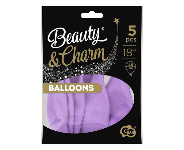 Balony Beauty&Charm makaronowe lawenda 46cm 5szt