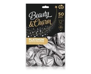 Balony Beauty&Charm platynowe srebrne 50 sztuk