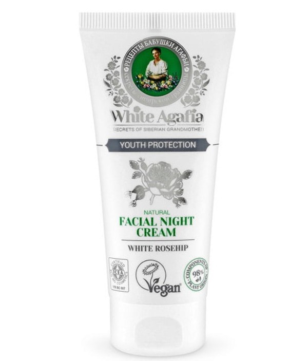White Agafia Natural Facial Night Cream Youth Protection Naturalny krem do twarzy na noc