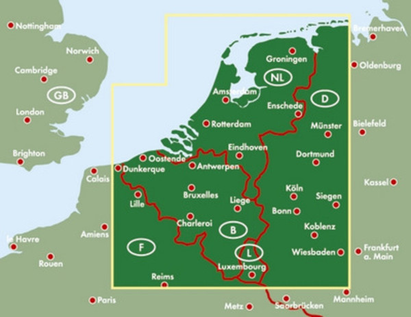 Benelux Belgia Holandia Luksemburg Road Map / Autokarte / Mapa Samochodowa Skala: 1:500 000