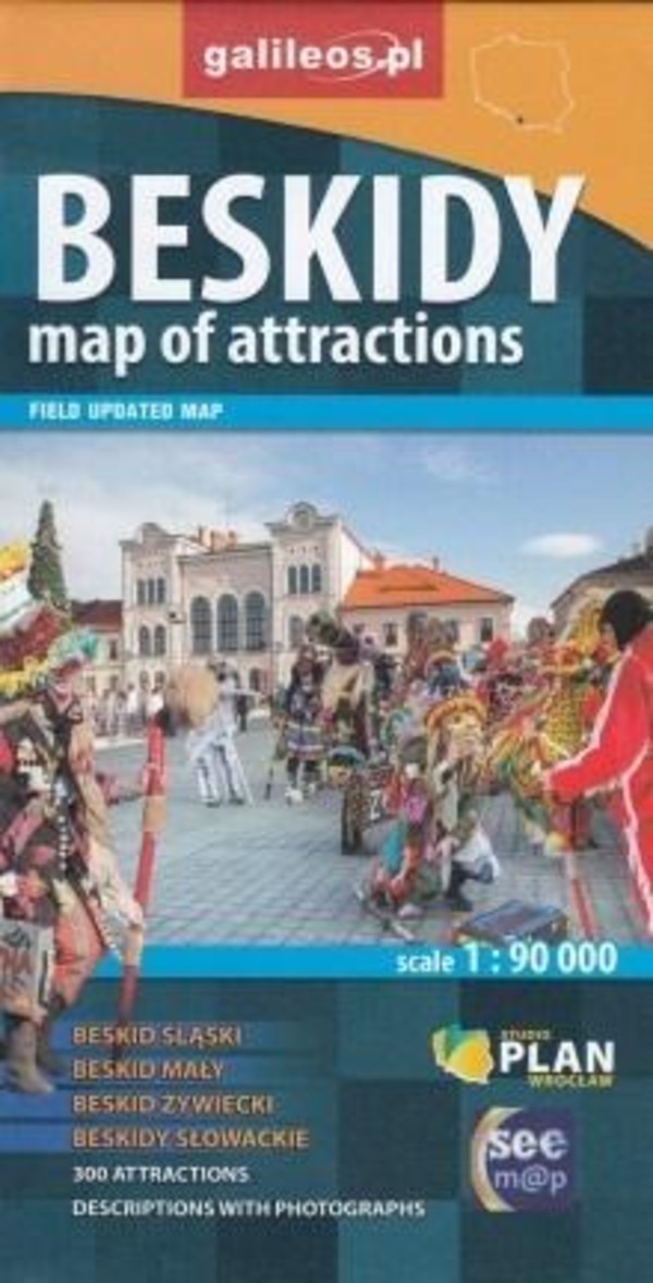 Beskidy map of attractions, Skala: 1:90 000