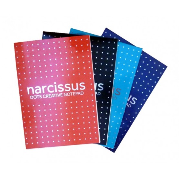 Blok Narcissus A5 80 kartek kropka klejony z góry 4 sztuki (mix wzorów)