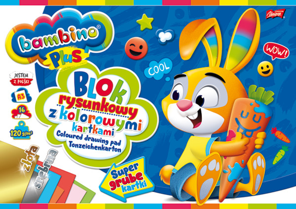 Blok rysunkowy A3 16 kartek kolorowy Bambino Plus 10 sztuk