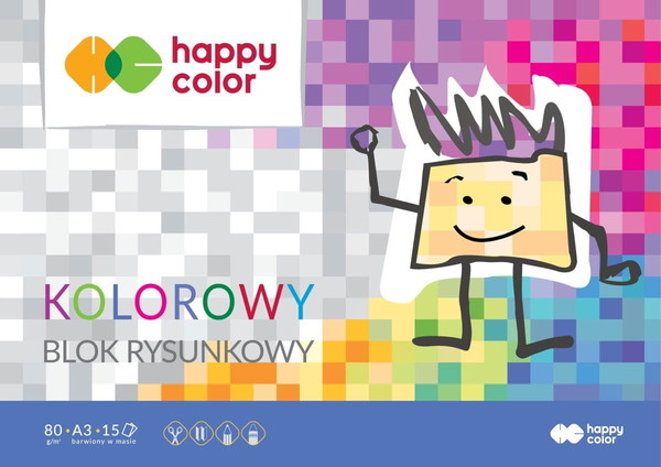 Blok rysunkowy kolorowy a3 80g happy color pakiet 10sztuk