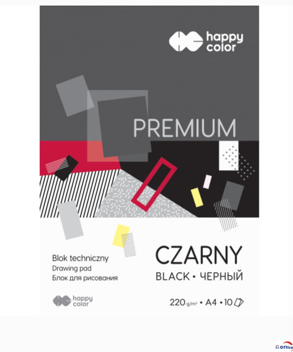 Blok techniczny czarny a4 premium 220g happy color pakiet 20sztuk