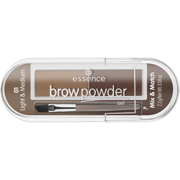 Brow Powder 01 Light & Medium Zestaw do stylizacji brwi z pędzelkiem